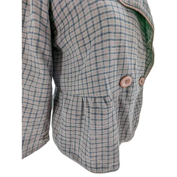 Shyde Women's Cotton Blend Large Collar Plaid Peplum Coat Size Medium - Picture 3 of 16